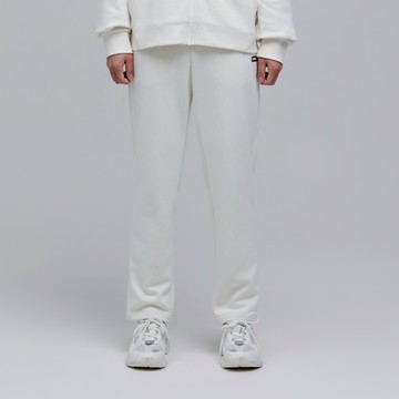 女裝 刷毛寬版長褲 - 淺米色