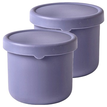 馬卡龍摺疊可微波矽膠保鮮盒 圓滑款 小 紫色 250ml  保鮮盒 + 蓋子  2個