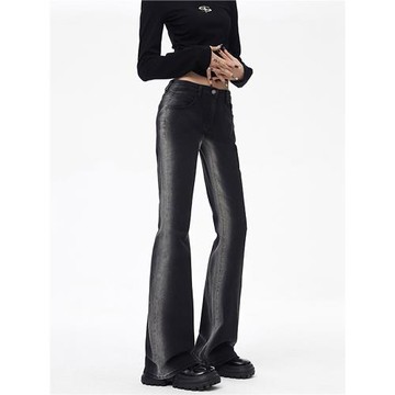 修容牛仔褲女2025秋冬新款大碼胖妹妹mm高腰寬松顯瘦直筒闊腿長褲