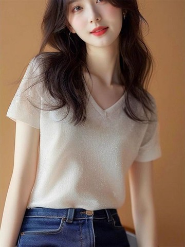 韓系女裝 氣質穿搭 溫柔風 設計感 短款修身上衣 小眾別緻 絕美白色正肩短袖t卹女 夏季