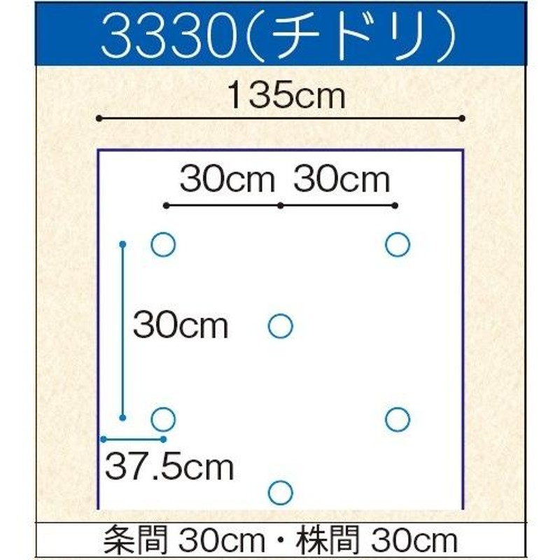 農業用マルチシート オリジナル白黒穴あきマルチ 厚さ0.021mm×幅135cm×長さ200m×孔60mm チドリ 規格3330 3本セット  LINEショッピング