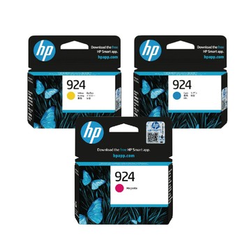 【3彩色組】HP 924 4K0U3NA 藍+ 4K0U4NA 紅+ 4K0U5NA 黃 原廠墨水匣 適用HP OJ 8130