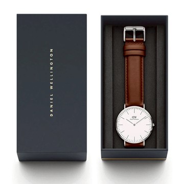 Daniel Wellington DW 手錶  40mm爵士黑真皮皮革錶 DW00100007