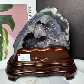一朵小晶花🪻巴西紫水晶洞 水晶洞ESP✨2.17kg💜共生瑪瑙邊 鈦晶 紫水晶簇花 紫晶洞 晶洞 晶牙水亮亮