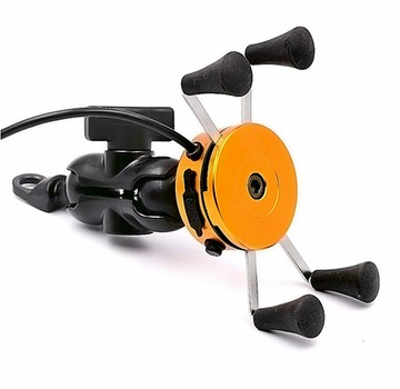 【 預購 】X型機車手機架 導航架 手機USB車充  摩托車6吋手機架-金