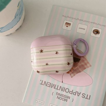 lulu|韓國條紋星星耳機殼 適用於Airpods4/3殼 耳機保護套 airPodspro2/3保護殼