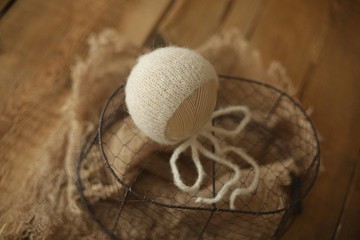 新生兒帽，新生兒攝影道具女孩，針織羊駝嬰兒帽