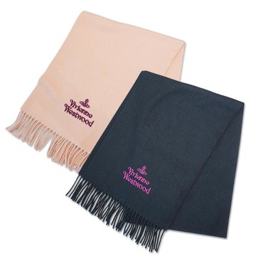 Vivienne Westwood 土星刺繡Logo羊毛流蘇圍巾(多色任選)