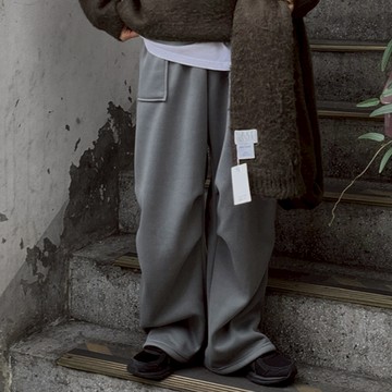 【Metanoia】韓國設計  方形口袋加絨落地棉褲