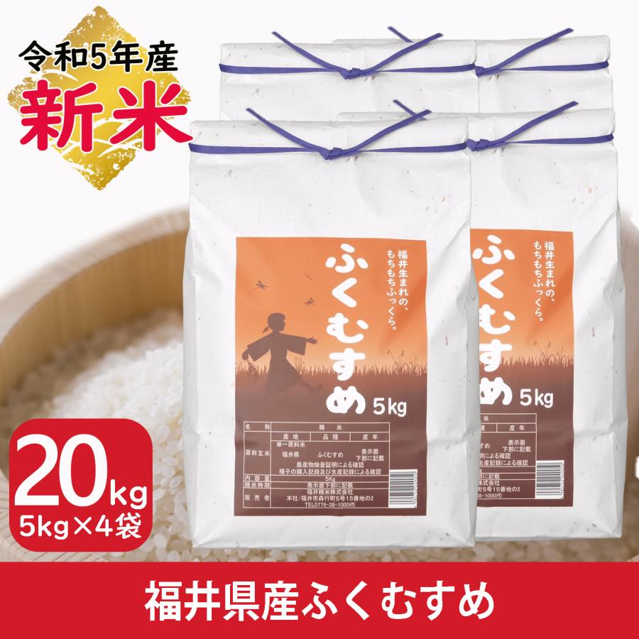 新米 20kg ふくむすめ 5kg×4袋 白米 福井県産 令和5年産 送料無料