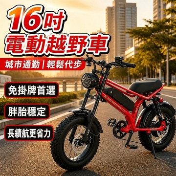 【免牌免照🔥】16 吋電動腳踏車 電動輔助自行車 電動自行車 電輔車 鋰電山地車 腳踏車 代步電瓶車 代步首選 保固一年