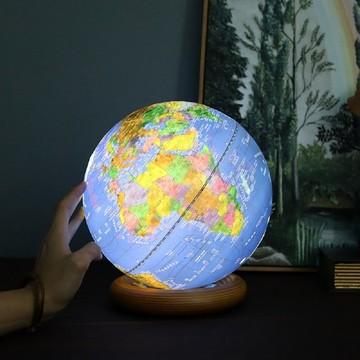 10寸AR橢圓木座萬向地球儀(仿古/衛星)共兩款
