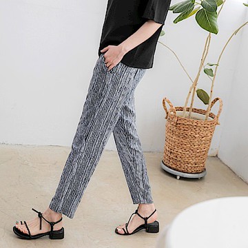 OB嚴選-魔術360~觸膚涼感率性條紋孕婦褲