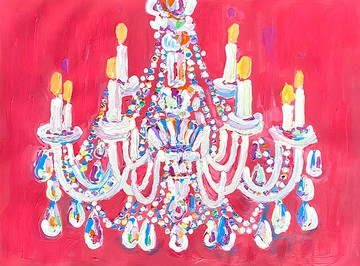 古董枝形吊燈 紙上丙烯畫 野獸派 抽象藝術 超現實主義