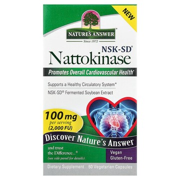 Nature's Answer, 納豆激酶，100 毫克，60 粒素食膠囊