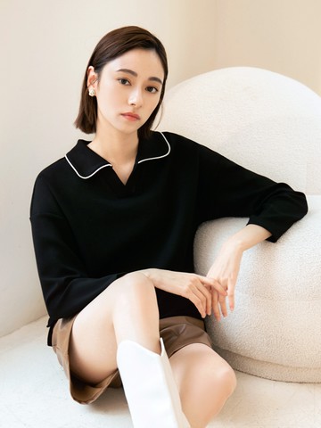 小V臉．V領空氣棉不易皺翻領上衣