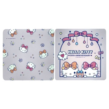 收納王妃 Hello Kitty50週年方形軟式珪藻土杯墊2件組  10 x 10 x 0.5cm  可愛眨眼 紫色  1組
