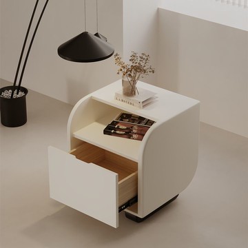 床頭櫃 新款家用風床頭櫃臥室可愛簡約白色抽屜式落地兒童床邊櫃新款S0116快速出貨