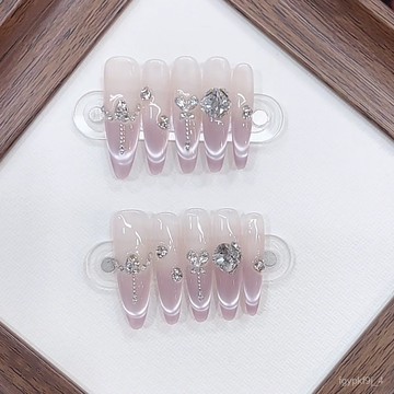 🥰可可新品🥰奈姿 手工光療穿戴甲琉璃夢境長細狗高端貓眼款氣質新款美甲貼片手工穿戴甲新年穿戴甲顯白美甲片高級感穿戴甲 AG