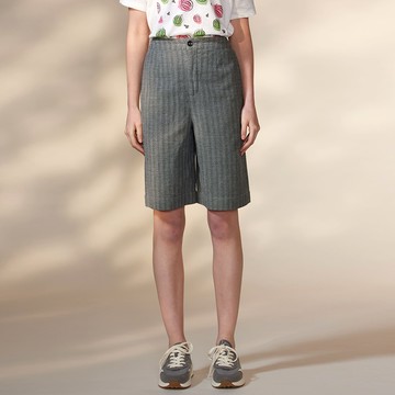 INDIGO棉麻口袋五分褲