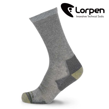 Lorpen 男美麗諾羊毛健行襪 MHLCM 【灰綠】M-L (西班牙製造 羊毛襪)