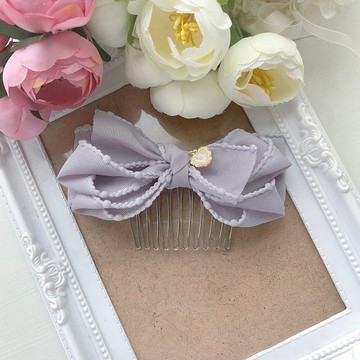 素色紗質淑女髮插髮梳-淺灰色