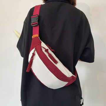 🔥新款🔥日係撞色胸包女ins休閒簡約斜挎包學生機車運動小包百搭腰包多功能腰包 男女通用腰包 多口袋工作腰包 O60N