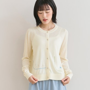 a la sha a繡花線條針織外套