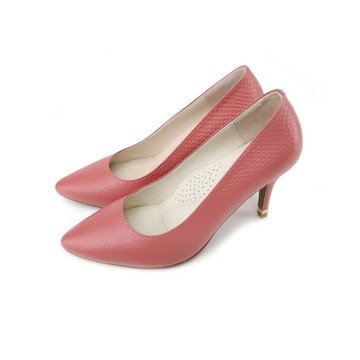 NG鞋特賣★GREEN PINEMIT迷人真皮壓紋細跟高跟鞋 橘色 (00286705)