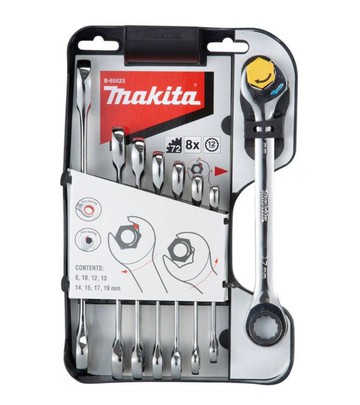 MAKITA 牧田 B-65523 開口 梅花棘輪 兩用扳手 8件組 8-19mm 梅花棘輪 板手 扳手