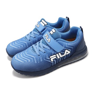 Fila 慢跑鞋 J820Y 大童 女鞋 藍 黑 魔鬼氈 緩衝 拼接 小朋友 運動鞋 斐樂 3J820Y331