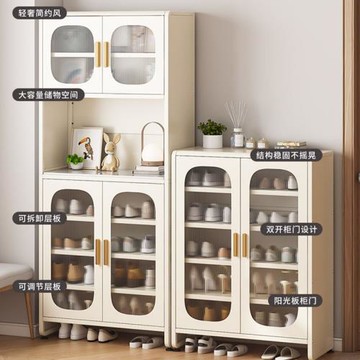 鞋柜鋼制鞋架玄關入戶帶門收納柜子現代簡約大容量儲物柜巖板收納