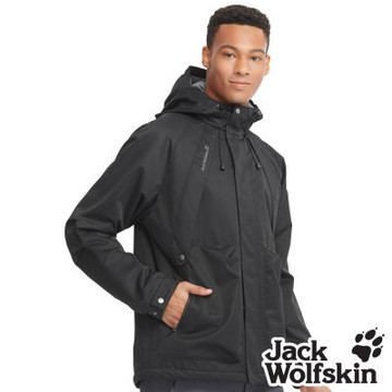 【Jack wolfskin飛狼】男 連帽經典款 單件式防風保暖外套 內刷毛衝鋒衣『黑色』