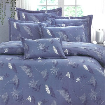 床罩組-雙人 / 精梳棉六件式 / 潮汐葉影 台灣製