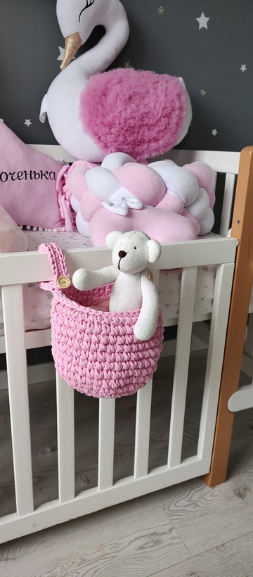 Handmade hanging basket.Hanging basket for a baby cot. But i