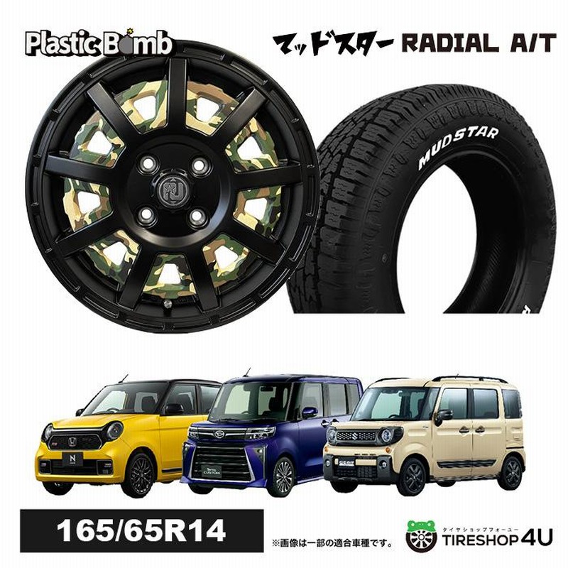 タイヤホイール4本セット RIVAI OFFROAD Plastic Bomb 14x4.5J 4