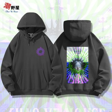潮野屋 歌德 幻象 女祭司 帽T 衣服 長袖上衣 可愛 潮T 潮流 街頭 創意 刷毛 休閒穿搭 WDD-3504