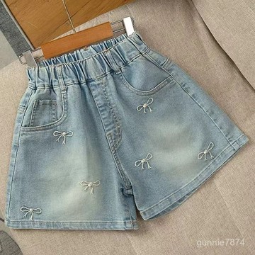 【夏日上新】女童 褲 女童牛仔短褲 中大童短褲 兒童休閒短褲女童牛仔短褲夏裝新款洋氣兒童夏季薄款褲子中大童夏天短褲