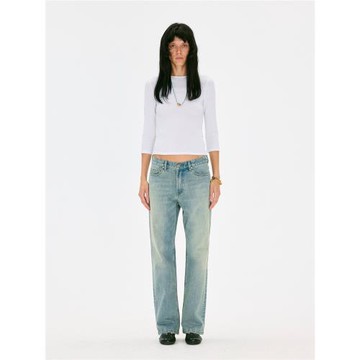 alright then 228M淺藍洗水做舊直筒牛仔褲