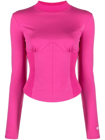 Chiara Ferragni - long-sleeve stretch-cotton corset top - women - Elastane/Cotton - S - Pink