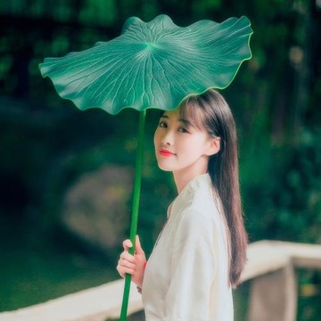 工筆畫古裝漢服攝影手拿擺設仿真荷葉有桿子荷花美女拍照手持道具