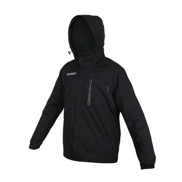 firestar 男拆帽防風外套-搖粒絨-連帽外套 保暖 刷毛 防潑水 反光 慢跑 黑白灰