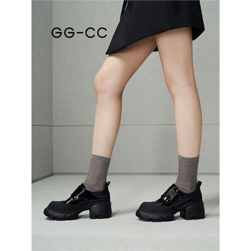 【英倫樂章】GGCC夏季英倫風時尚圓頭樂福鞋厚底增高真皮皮鞋女鞋