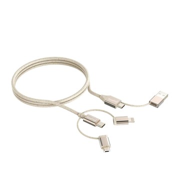 Travelmall 5in1 Type-C / USB-A 100W 環保再生數據快充線 金色