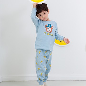 正韓 Cogibu - 極舒適無螢光劑 100% 有機棉幼兒/兒童睡衣/家居服套裝組-明星球猿