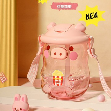小豬 tritan水壺 大容量水壺 女生夏季水杯 可愛水壺 耐高溫中杯子 水瓶便攜防摔 水杯 生日禮