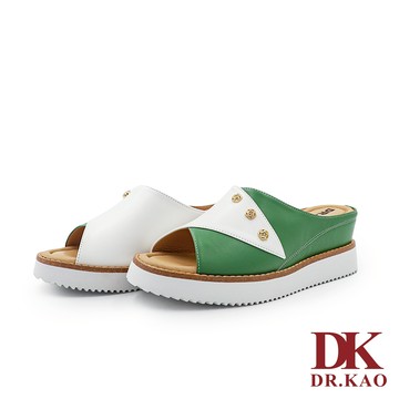 【DK 氣墊鞋】金屬光感皮革拼接楔型涼鞋 75-6441-30 綠色