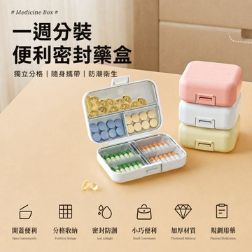 分格藥盒 便攜藥丸收納盒 透明內盒密封卡扣 維他命保健品分裝盒 旅行外出包包居家隨身收納使用
