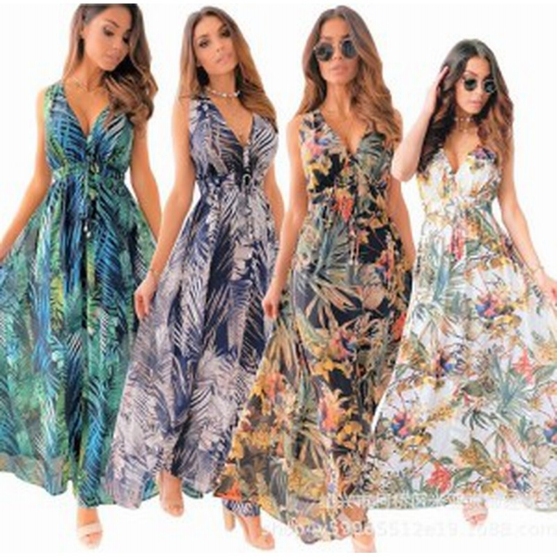 トロピカル ボタニカルプリント リゾート マキシワンピース ロングドレス ハワイアン 花柄レディースファッション ワンピース 通販 Lineポイント最大1 0 Get Lineショッピング