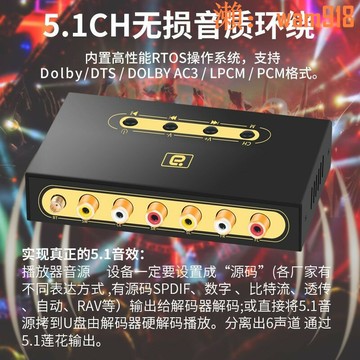【可開發票】繞5.1聲道DAC音頻無損硬解碼器U盤藍牙5.0接收光纖同軸